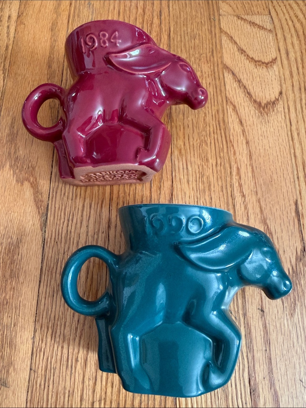 Frankoma Donkey Mugs Democratic Red Green 1984 1990